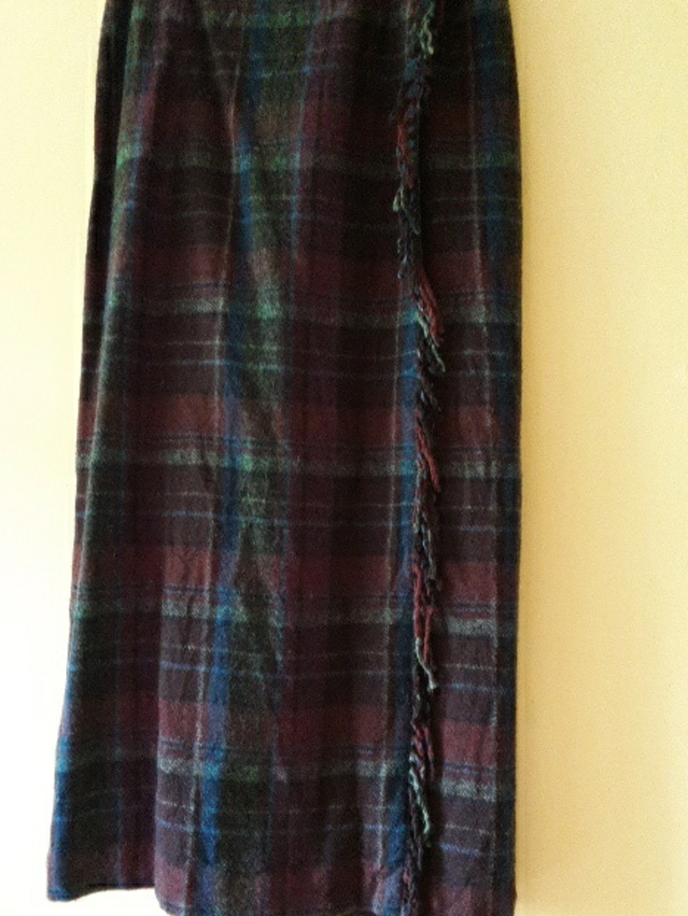 Talbots Plaid Wool Maxi Skirt in Navy and Burgundy, Sz 10